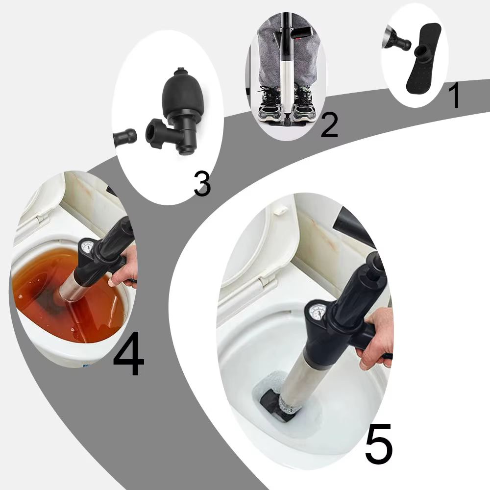 Le déboucheur de toilettes peut nettoyer instantané le bloc d'égout, les toilettes et créer un drain universel des sols de cuisine avec pression d'air