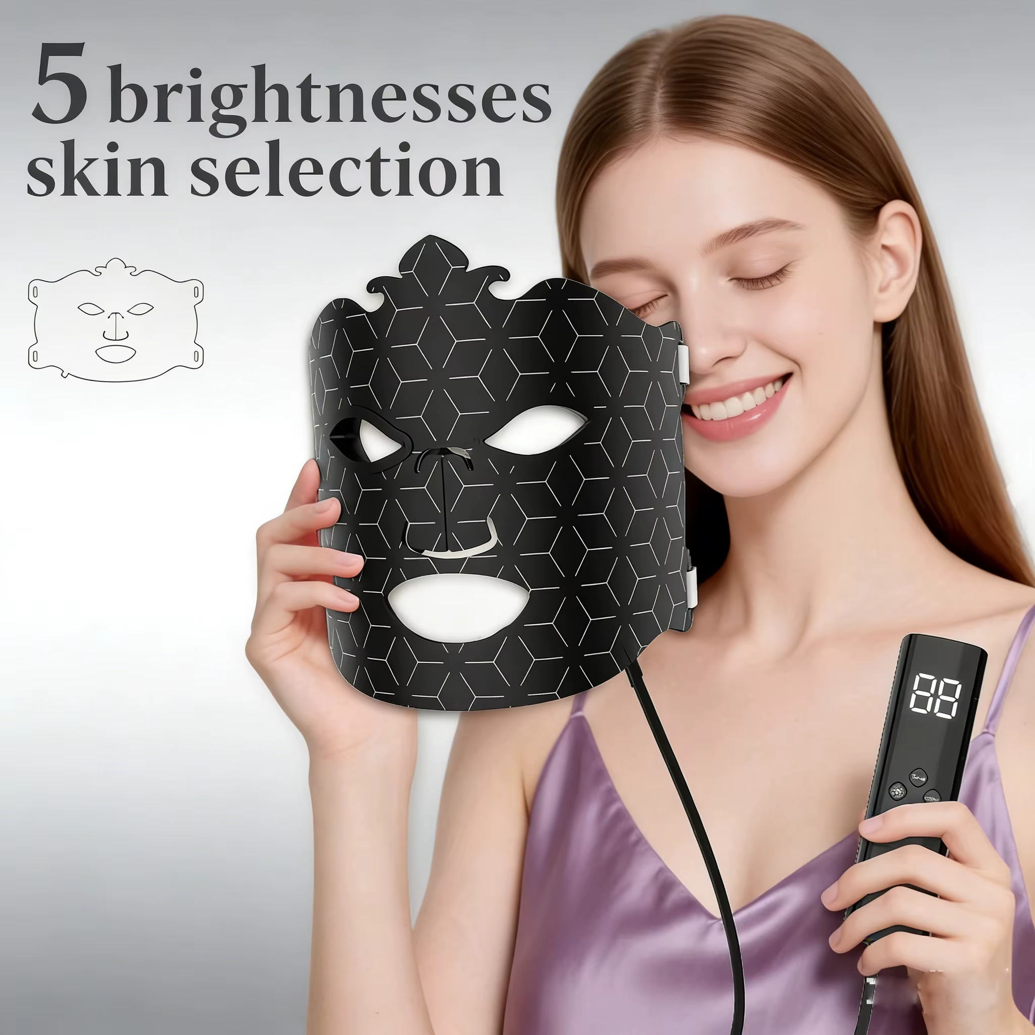 Masque facial LED 7 couleurs sans fil portable