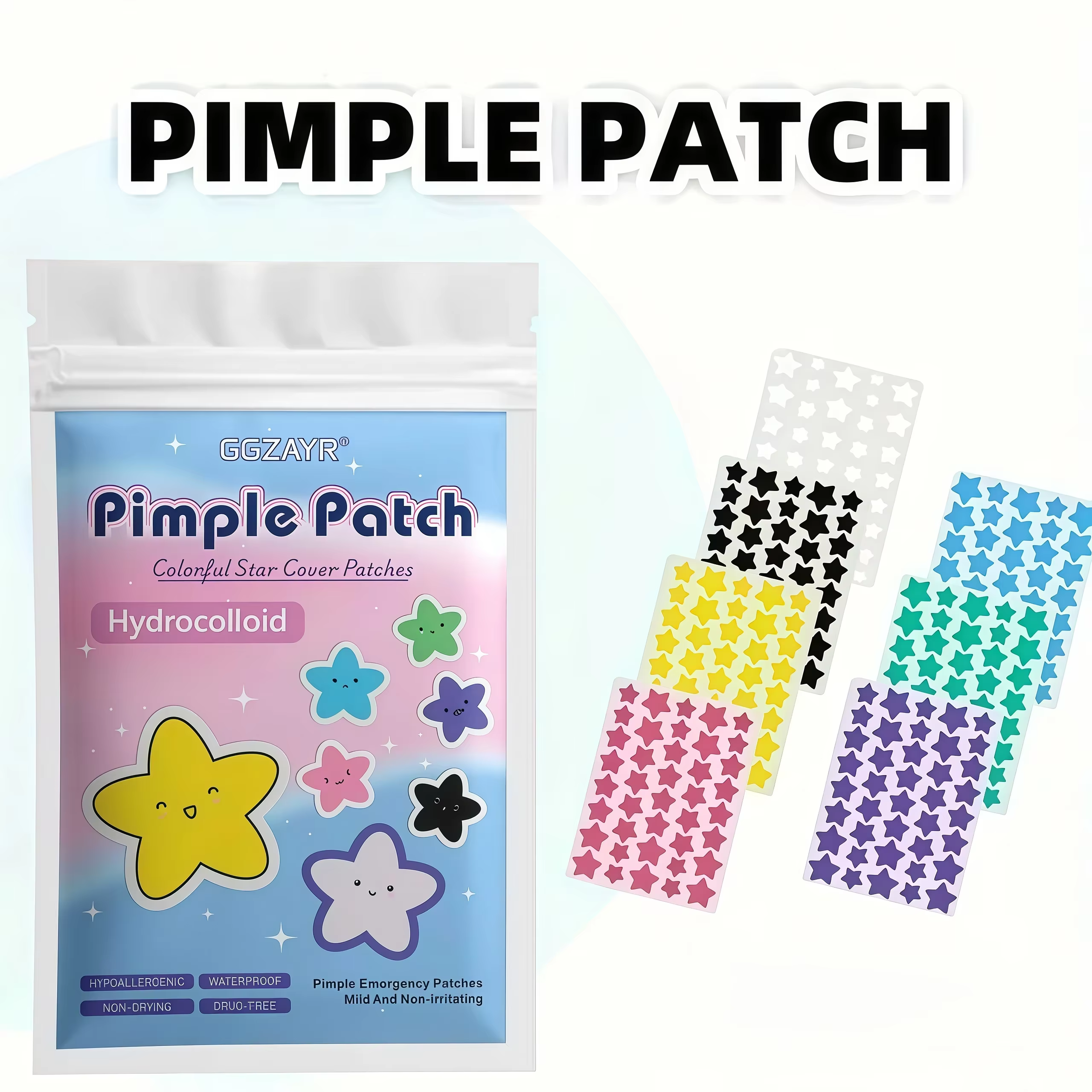 280/1120/1680pcs Patchs de boutons étoiles sept couleurs – Points hydrocolloïdes invisibles pour un soin de la peau amusant et doux