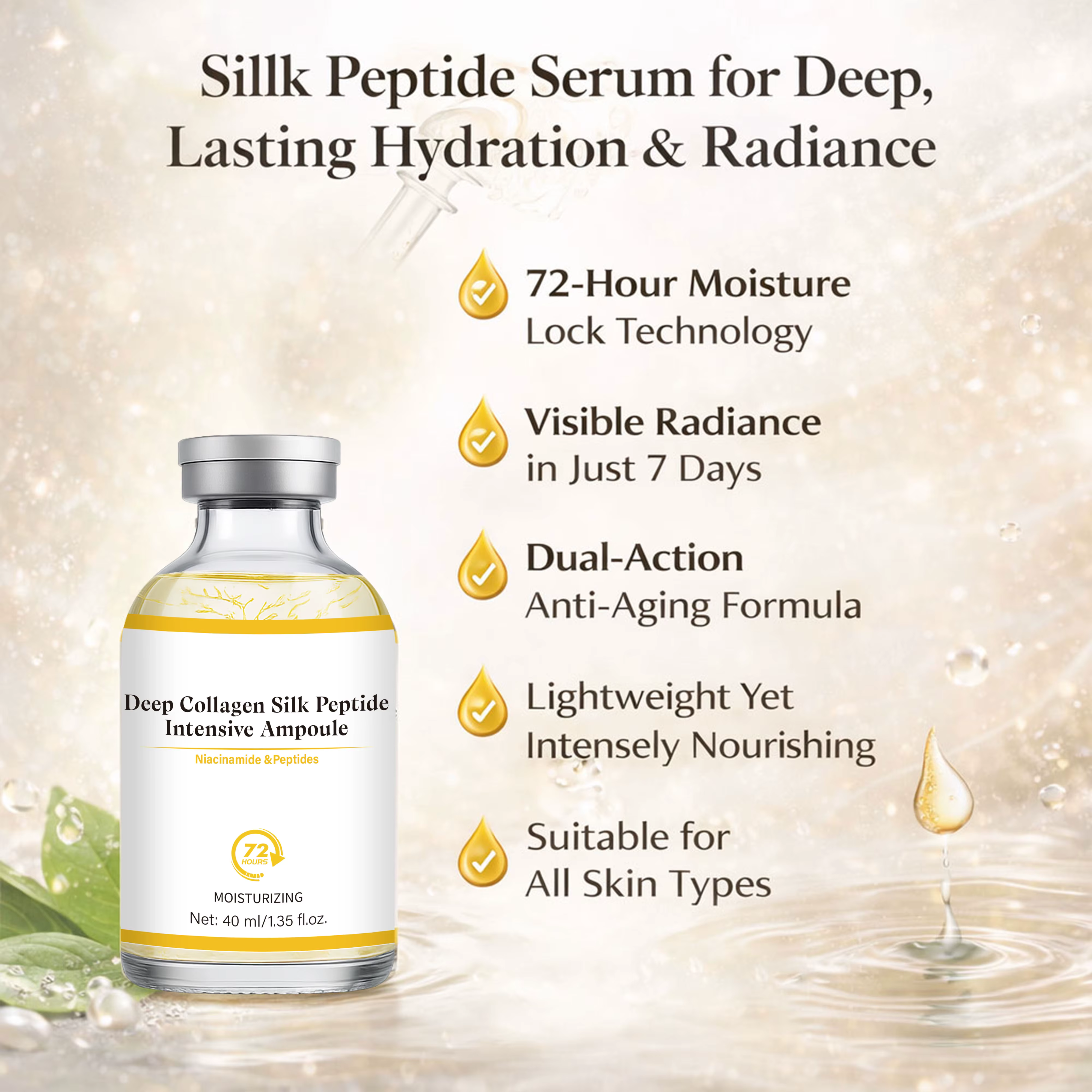 Ampoule intensive au collagène et peptides de soie