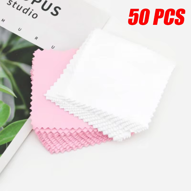 50 chiffons de polissage couleur argent, chiffons de nettoyage doux pour bijoux en argent et or, outil de polissage