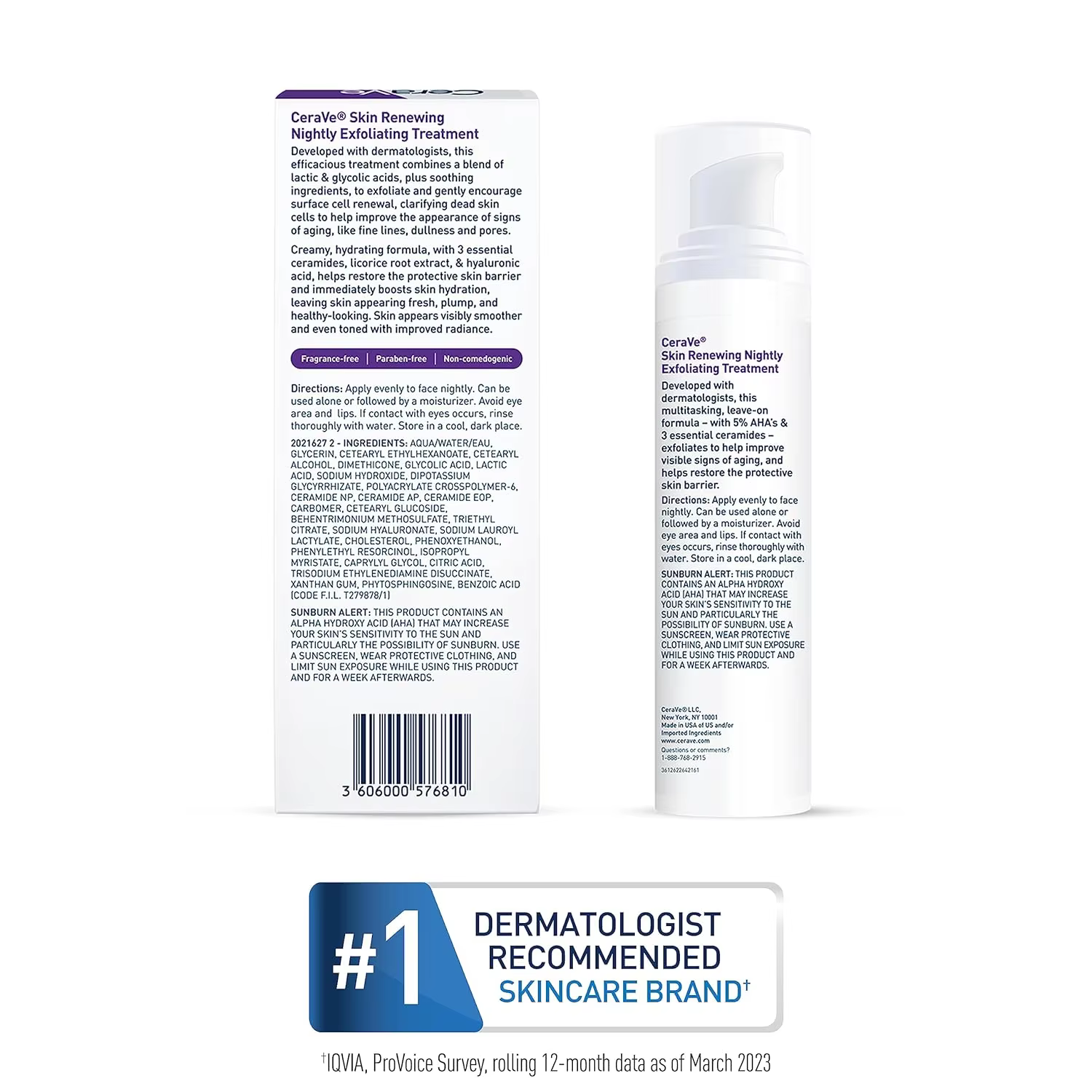 Traitement exfoliant nocturne régénérant pour la peau CeraVe 50 ml