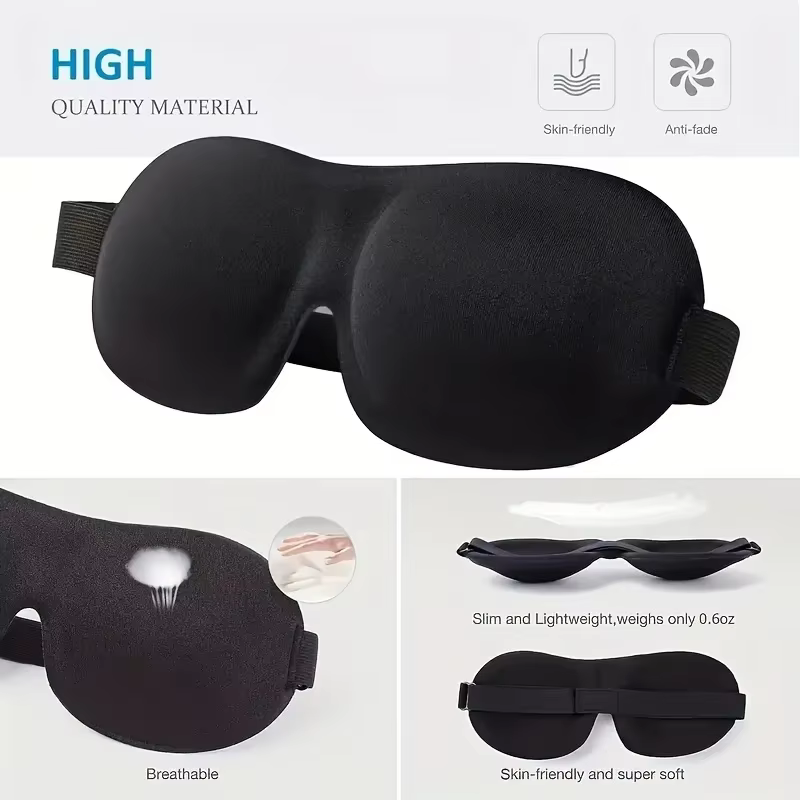 Masque de sommeil ergonomique ultra-doux pour une occultation totale de la lumière – Sangle réglable, respirant et léger