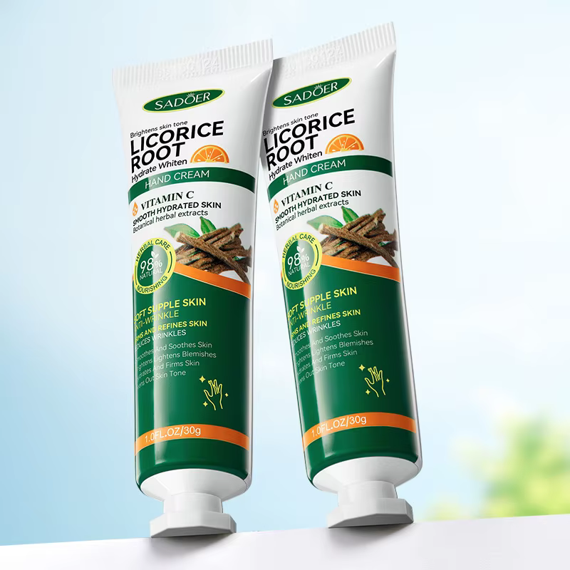 1/2 pièces SADOER vitamine C réglisse crème pour les mains hydratant nourrissant éclaircissant