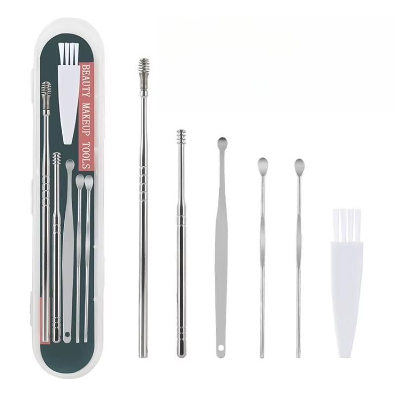 Kit de nettoyage de cire d'oreille à ressort en spirale, ensemble de 6 pièces de cure-oreille, outils de nettoyage d'oreille sûrs et hygiéniques pour la maison avec un Design confortable