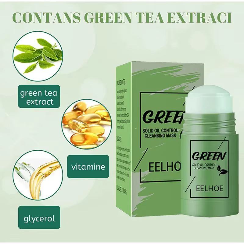 Masque facial solide nettoyant au thé vert