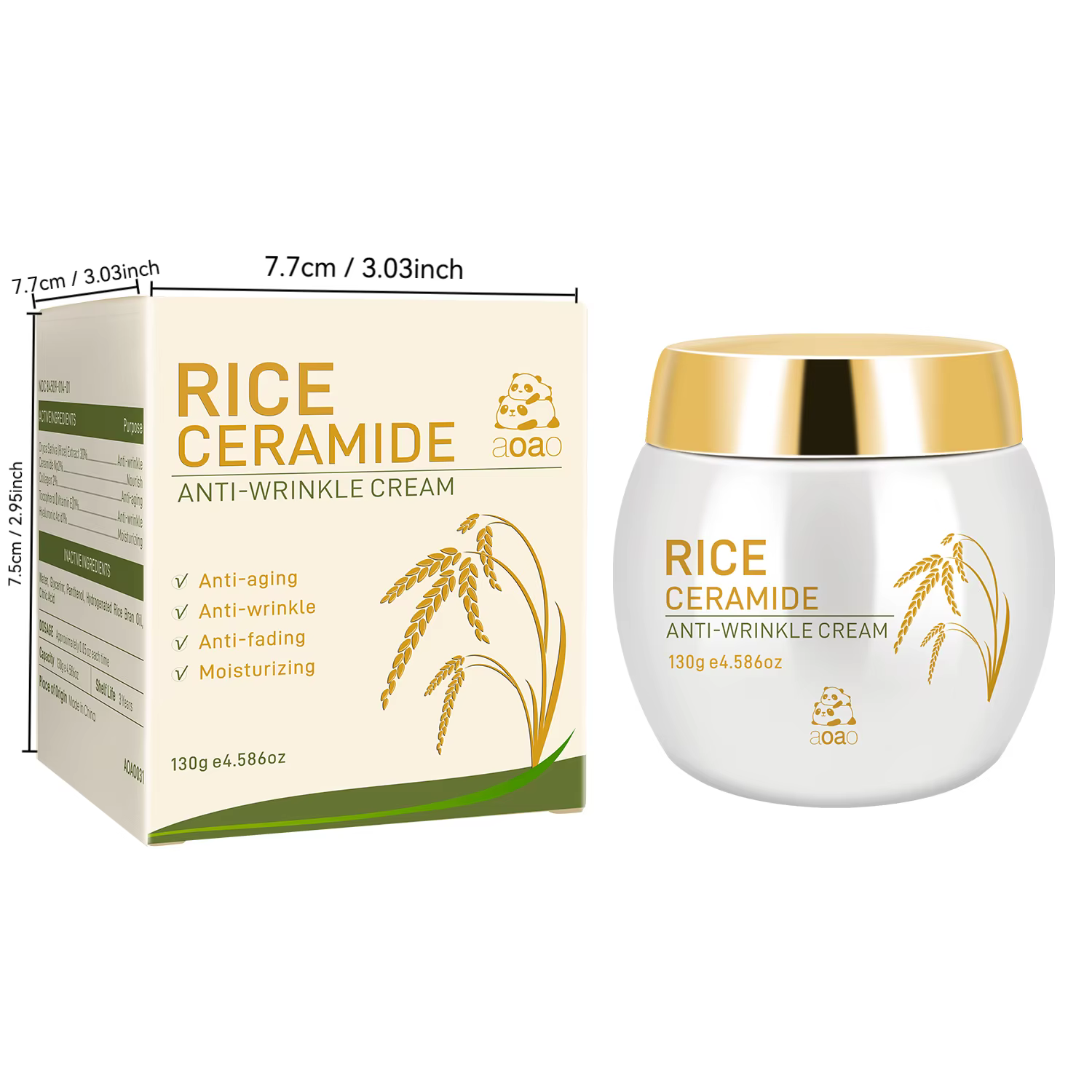Crème de riz Anti-rides collagène Anti-âge hydratant nourrissant céramides pour peau revitalisée et plus ferme