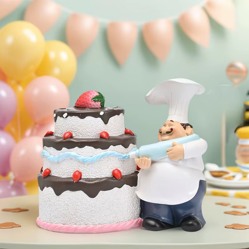 Statue de chef en crème, taille 12,8 cm/5,04 pouces, sculpture exquise, décoration d'intérieur, convient pour la chambre à coucher, le salon