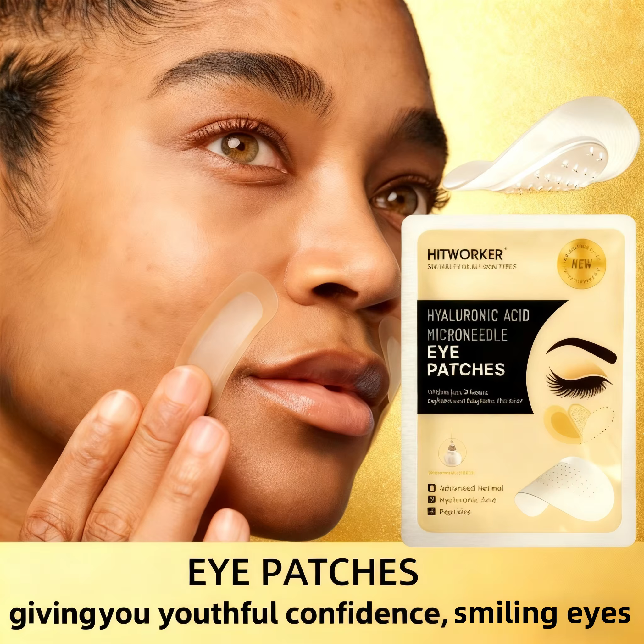 1 paire de patchs pour les yeux à l'acide hyaluronique hydratant