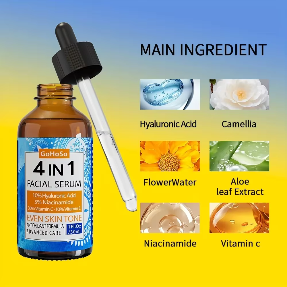 ENVISHA 4 en 1 sérum de soin de la peau du visage acide hyaluronique Niacinamide vitamine Anti-âge Anti-rides hydratant en profondeur raffermissant