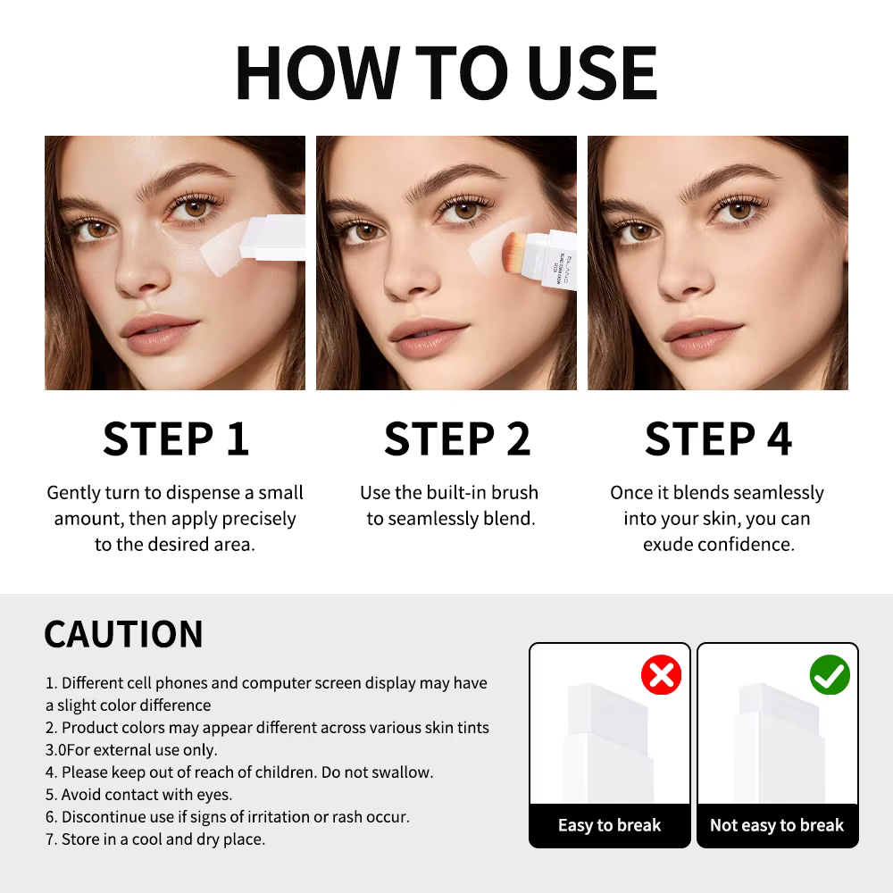Lakerain Blanc couverture crème bâton conception à double extrémité fond de teint imperméable couverture voyage Bronze fond de teint crémeux maquillage naturel