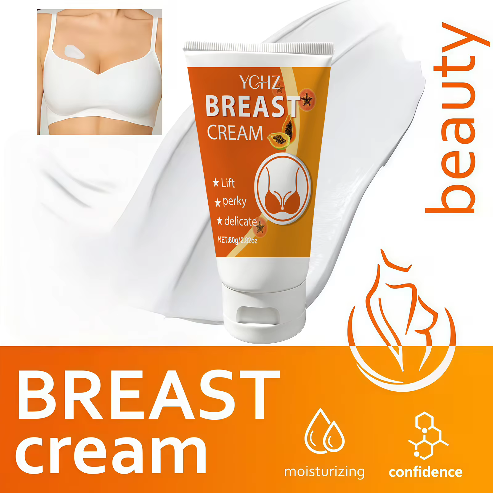 Crème de massage pour les seins à l'extrait de papaye - Hydrate et améliore la peau