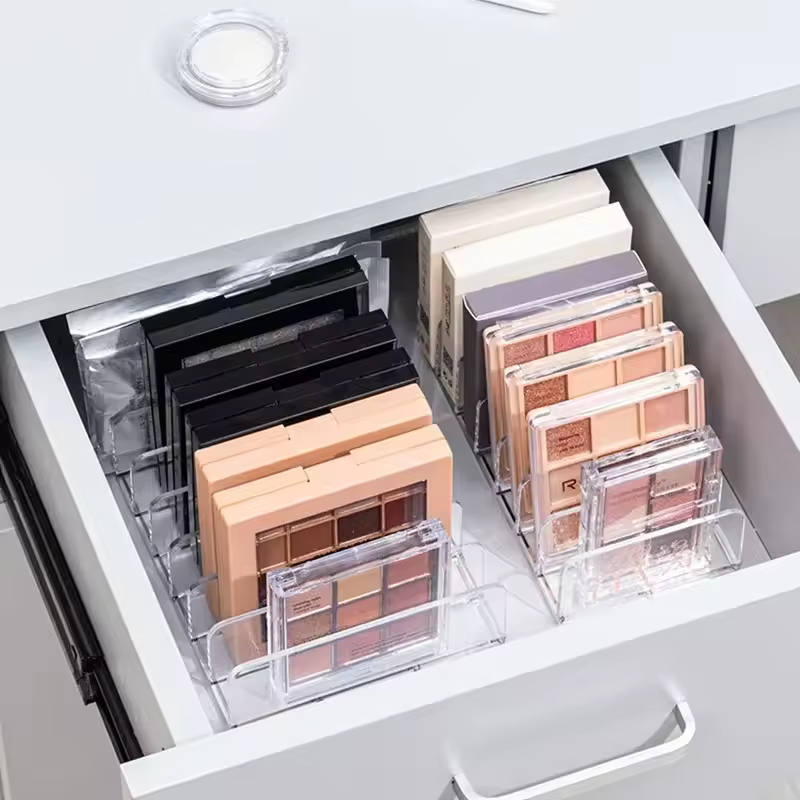 Boîte de rangement de maquillage, étagère de rangement transparente à 7 compartiments, affichage multi-cellules pour cosmétiques, fard à joues, fard à paupières, gain de place, Durable