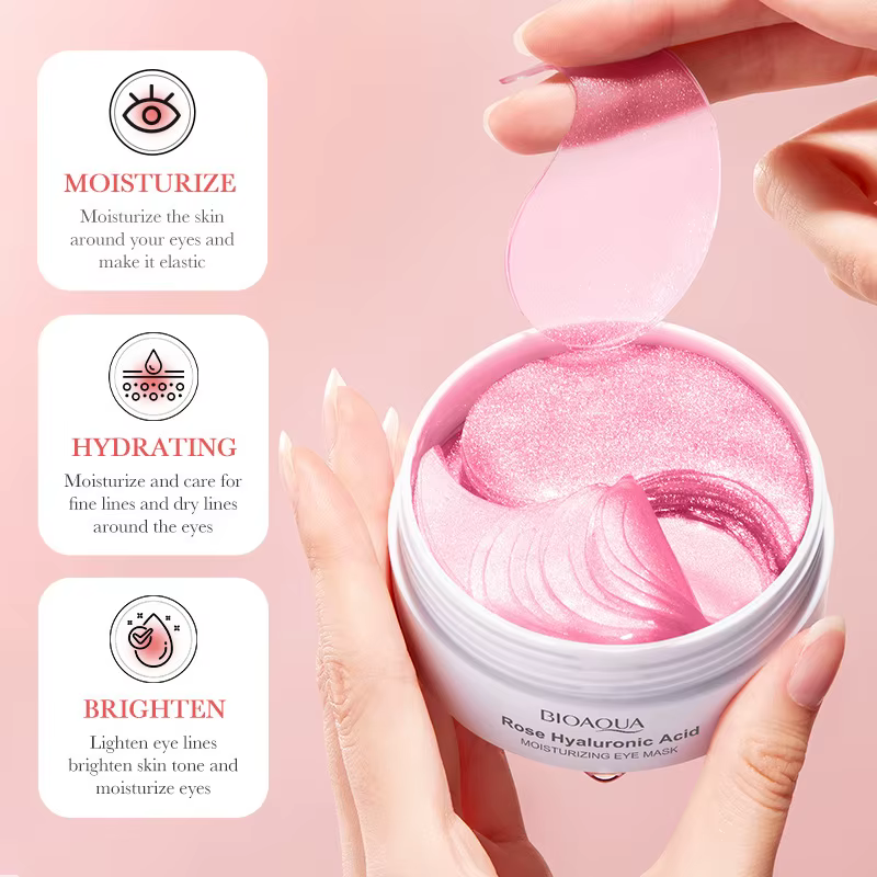 60 pièces BIOAQUA Rose acide hyaluronique masque pour les yeux Anti cernes sacs
