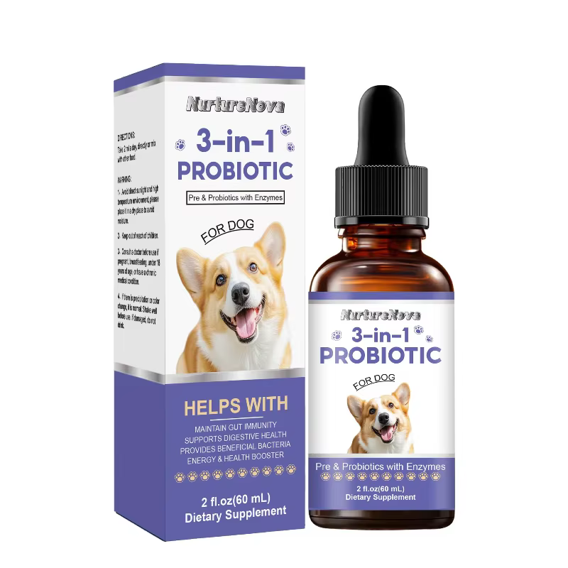 Gouttes Probiotiques Douces Comestibles pour le Soin Intestinal : Apaisent les Maux d'Estomac et Réduisent les Flatulences pour Animaux à Quatre Pattes d'Intérieur et d'Extérieur
