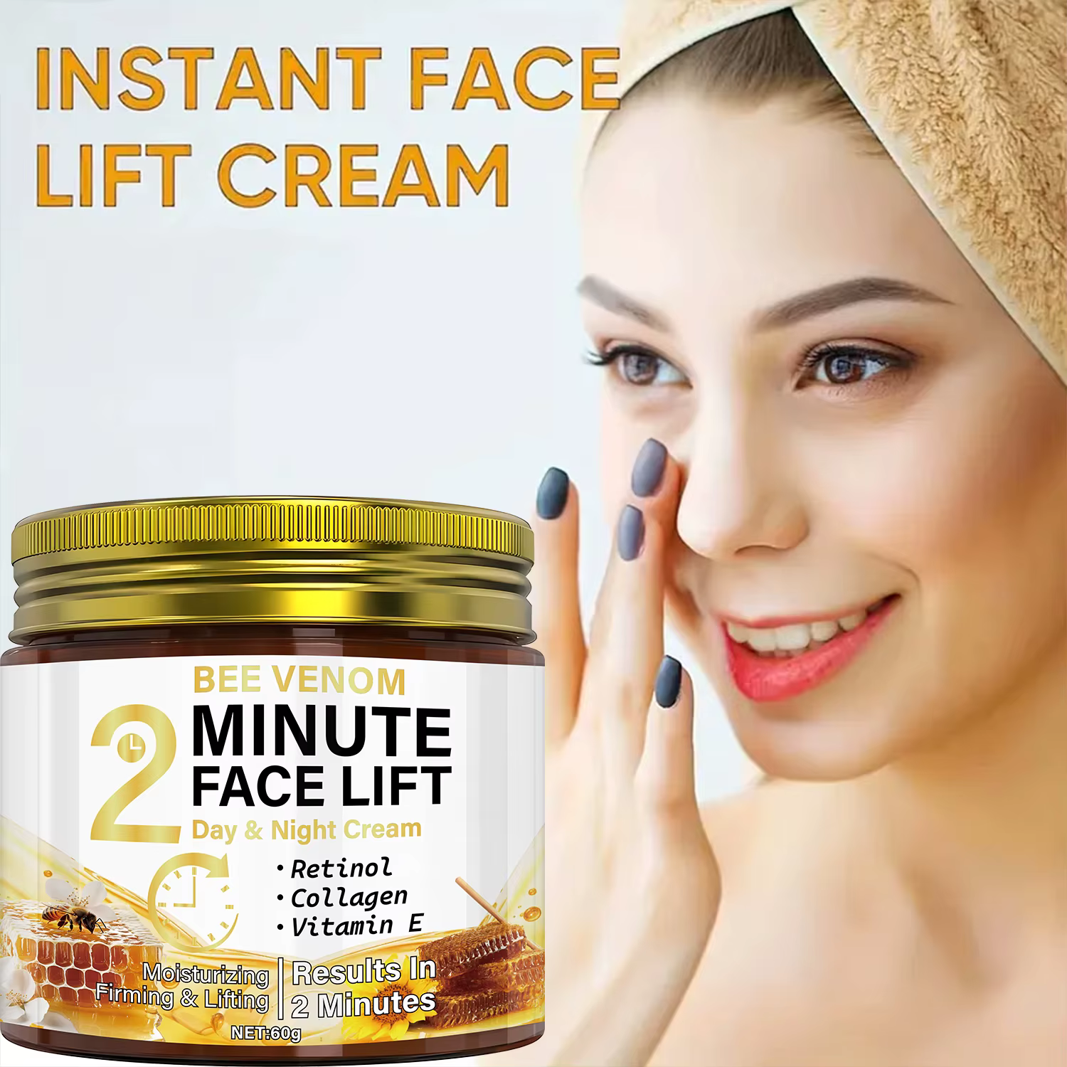 Crème de jour et de nuit anti-âge au venin d'abeille avec rétinol et collagène - Traitement hydratant et raffermissant intensif