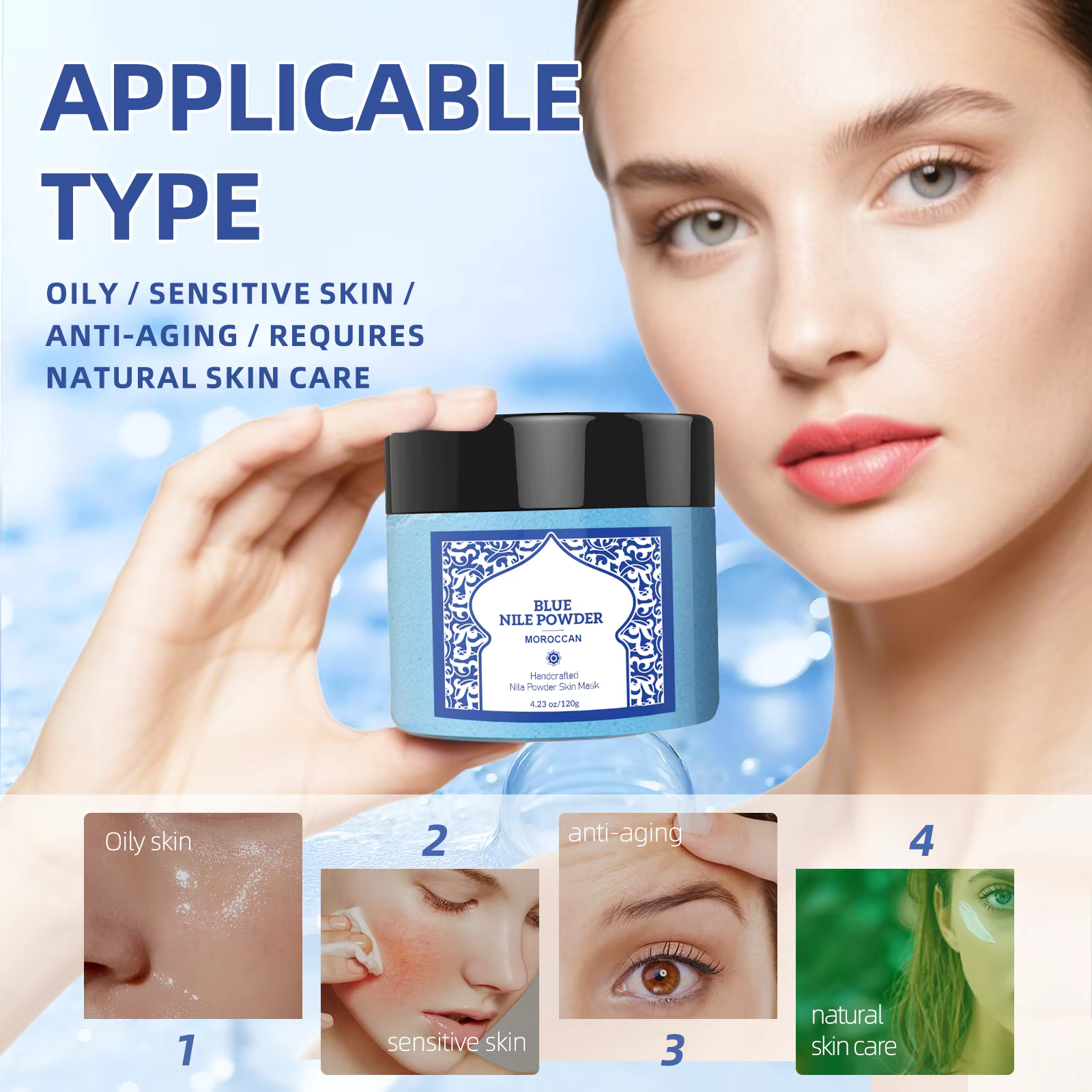Masque Minéral Nettoyant en 15 Min 120g - Poudre Moussante Marocaine pour le Visage et le Corps