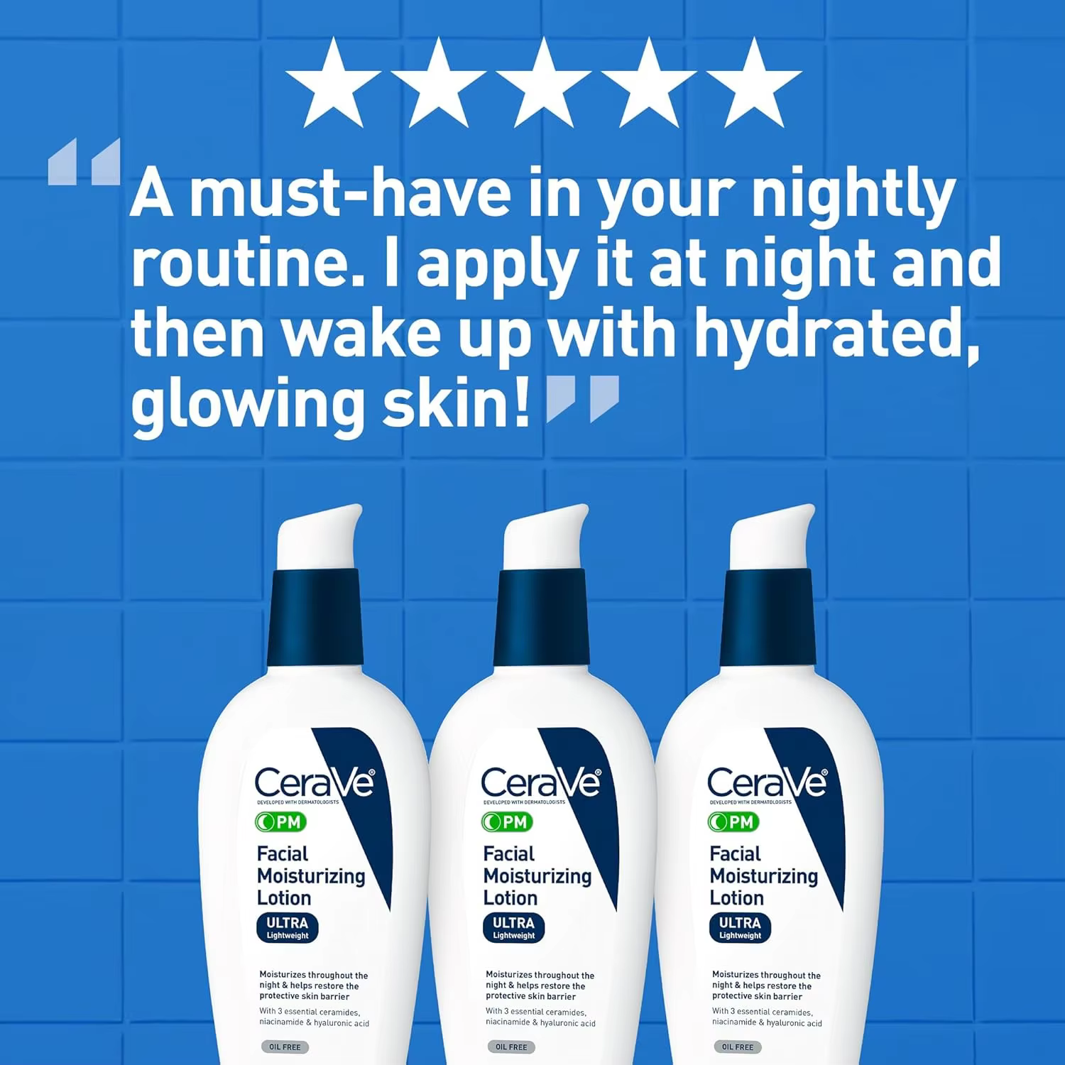 Lotion hydratante pour le visage CeraVe PM avec acide hyaluronique et niacinamide
