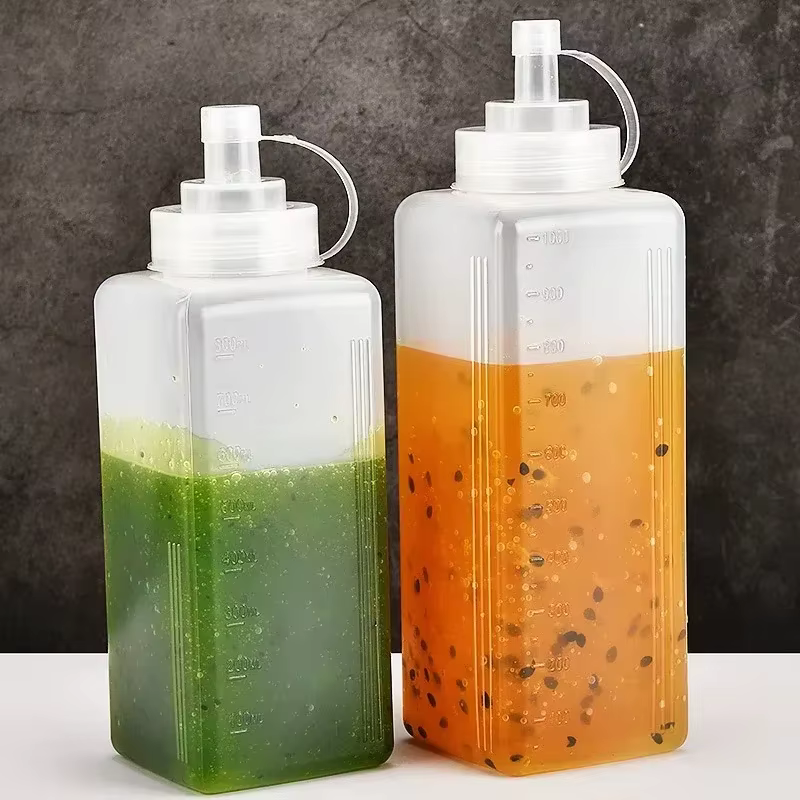 Bouteille de sauce en plastique à large ouverture, pour confiture, salade, assaisonnement, vinaigre, ketchup, sauce, gadgets de cuisine, distributeur d'assaisonnement