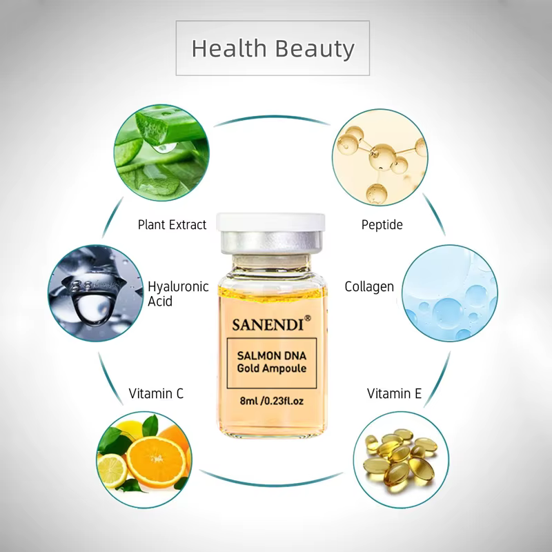 Sérum ADN de saumon 4/12 flacons BBGLOW AQUA Acide hyaluronique Essence de soin du visage Solution liquide hydratante SANENDI Soins de la peau coréens