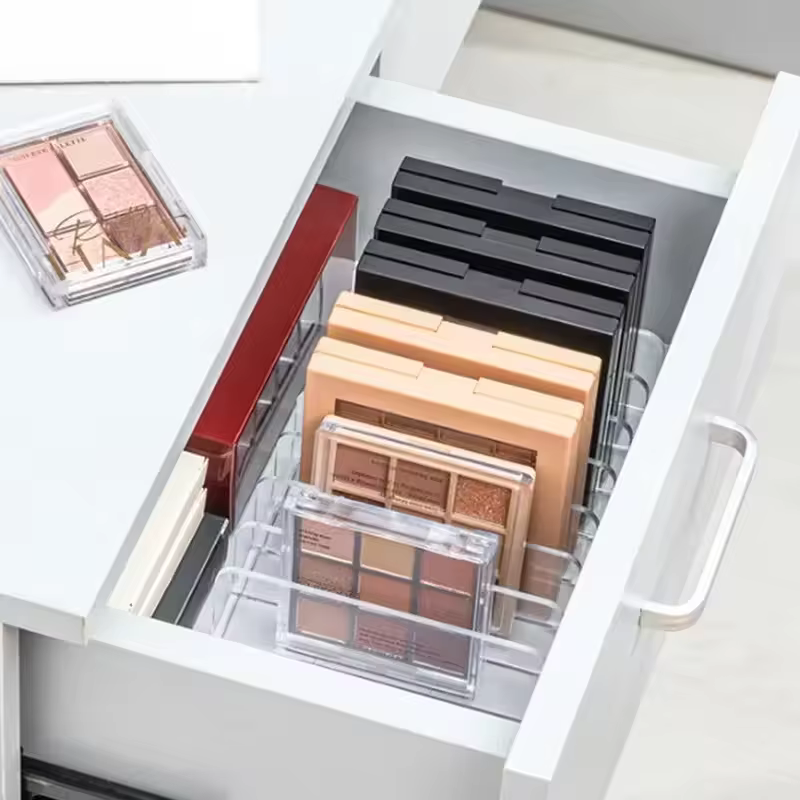 Boîte de rangement de maquillage, étagère de rangement transparente à 7 compartiments, affichage multi-cellules pour cosmétiques, fard à joues, fard à paupières, gain de place, Durable