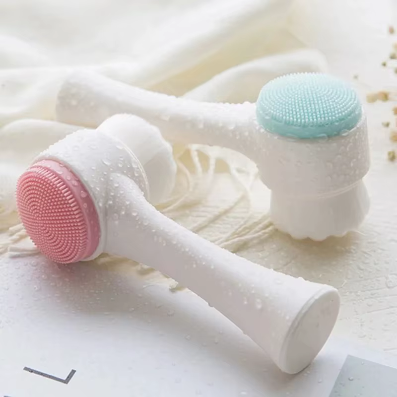 Brosse de nettoyage du visage Double Silicone 3D