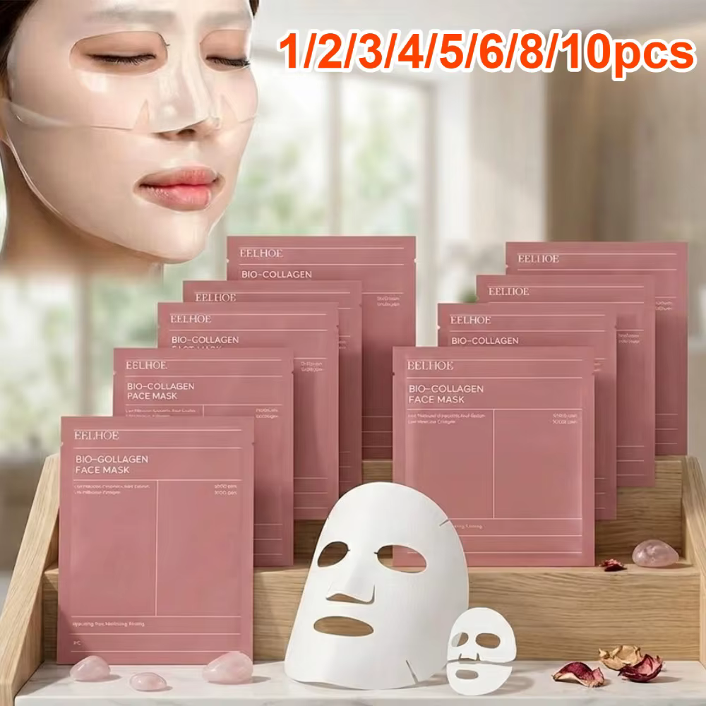 Masque facial au collagène bio, hydratant en profondeur, masque de nuit, rétrécit les pores, hydratant, rafraîchissant, éclaircissant, soins de la peau coréens, 1 à 10 pièces
