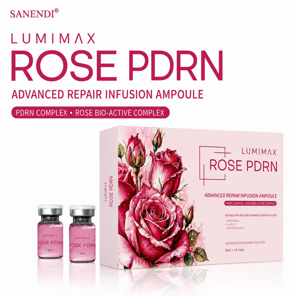 Sérum Der.pen SANENDI Rose Pink PDRN Soin Visage ADN de Saumon Peptide Booster Cutané pour Femme Beauté 2026 Nouvelle Gamme Coréenne de Soins de la Peau