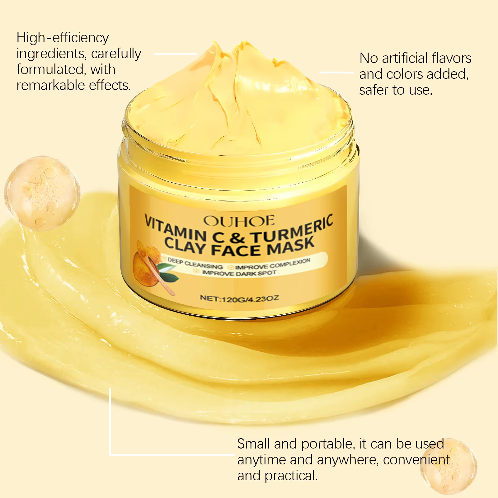 Masque facial exfoliant à la vitamine C et au curcuma OUHOE