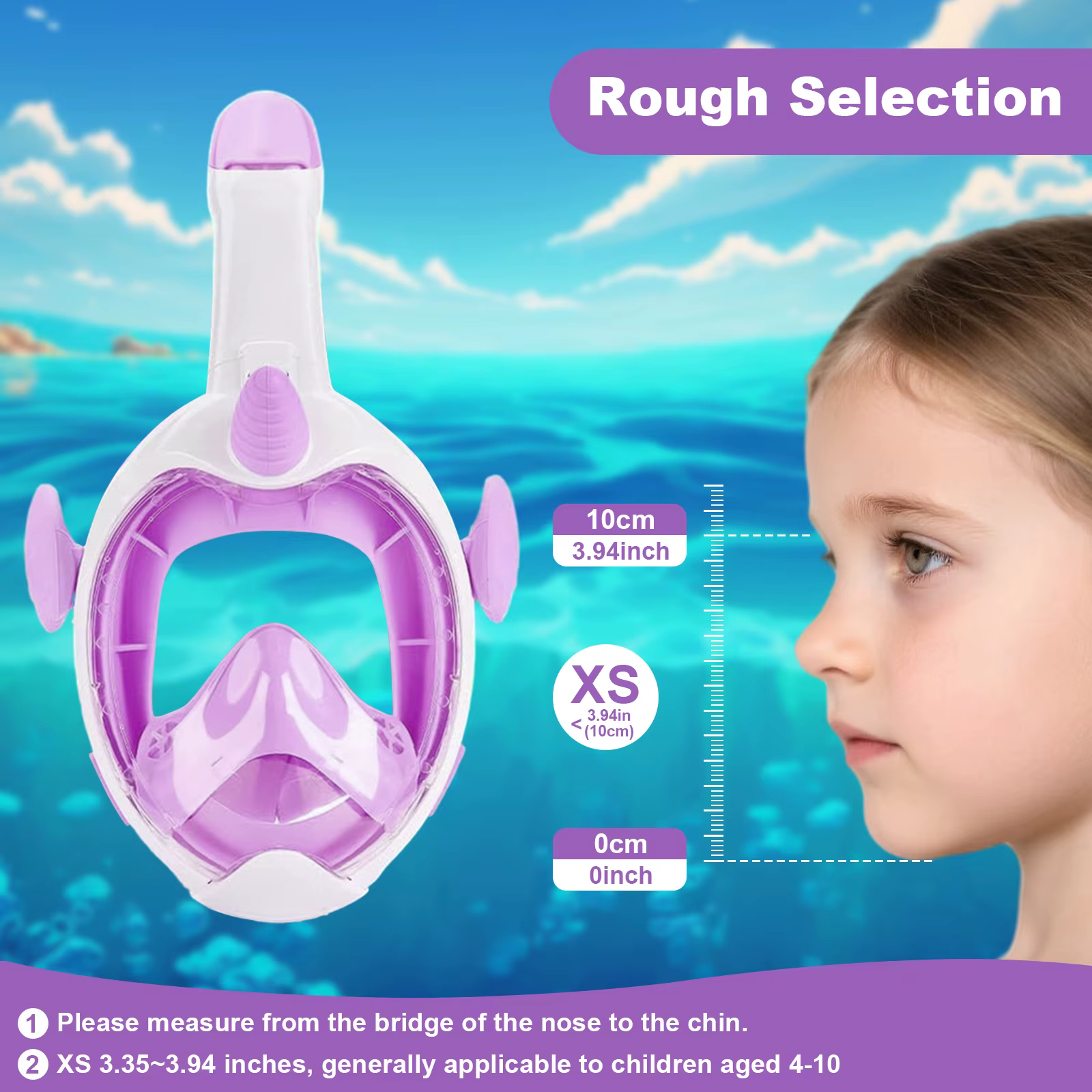 Masque de natation pour enfants, licorne, plongée sous-marine, visage complet, tuyau respiratoire unique, sûr, étanche, Anti-buée, confortable
