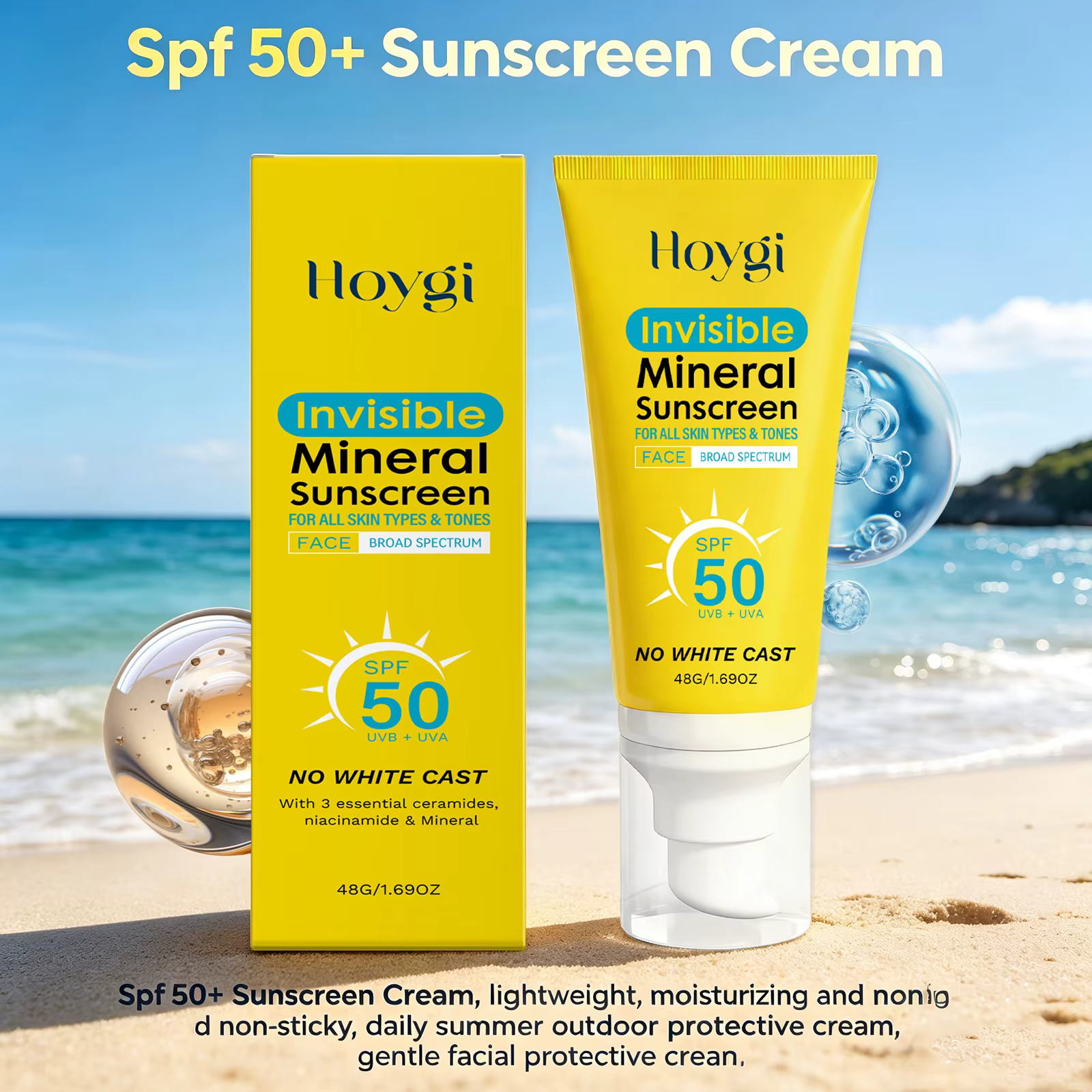 Crème solaire minérale SPF 50 sans traces blanches