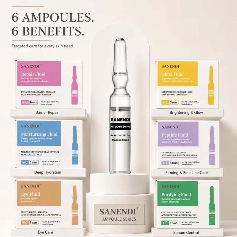 SANENDI Série d'ampoules aux peptides GSHI – Solution liquide hydratante pour les yeux et le visage – Sérum purifiant – Soin coréen pour la peau – 5/20 flacons
