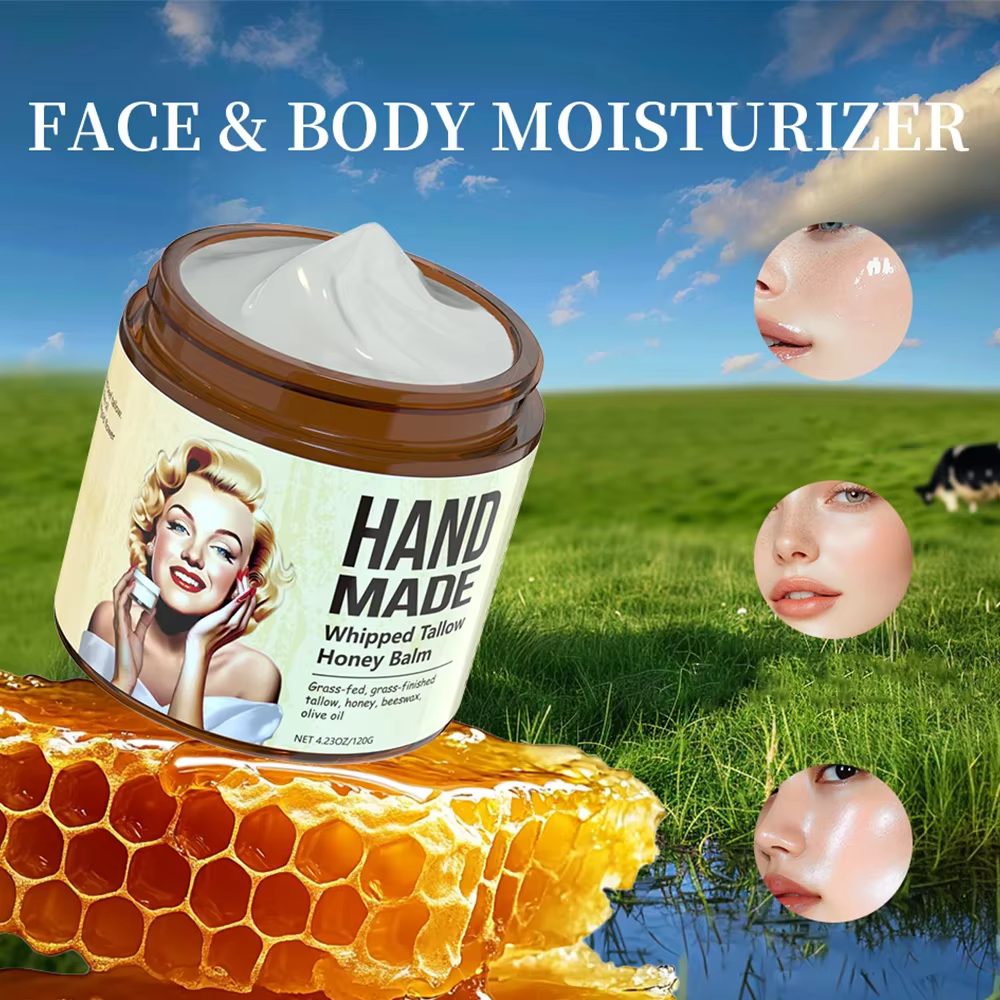 Crème Visage Fouettée au Suif et au Miel Faite Main ENVISHA – Hydratante