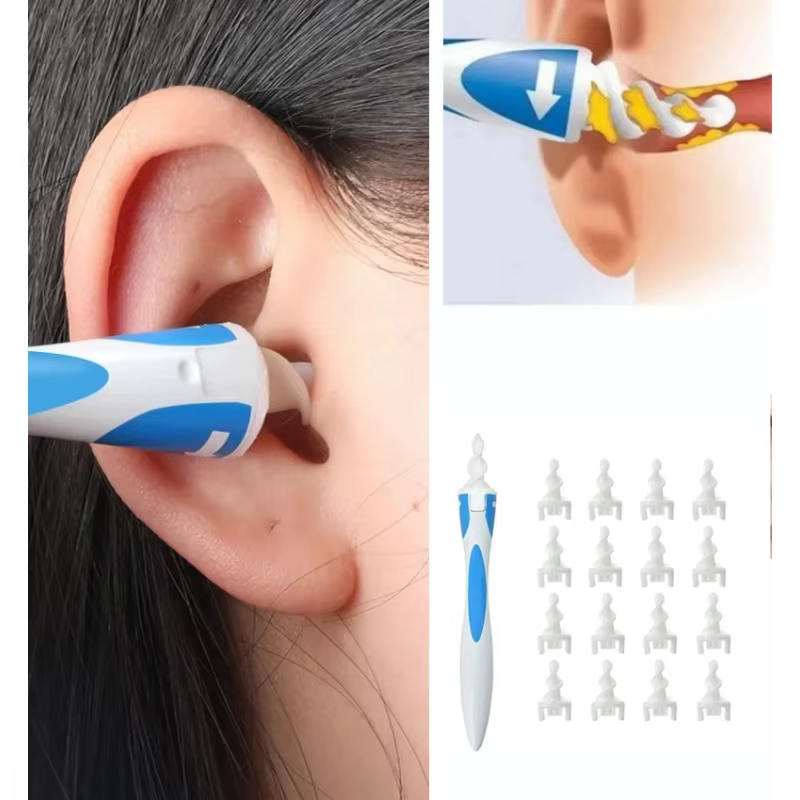 Nettoyeur de cire d'oreille dissolvant d'huile en spirale Portable dissolvant d'huile d'oreille souple nettoyage des oreilles nettoyeur d'oreille en Silicone nettoyeur d'oreille en spirale à 360 degré