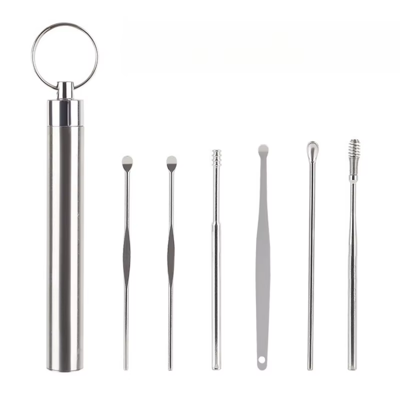 Kit de nettoyage de cire d'oreille à ressort en spirale, ensemble de 6 pièces de cure-oreille, outils de nettoyage d'oreille sûrs et hygiéniques pour la maison avec un Design confortable