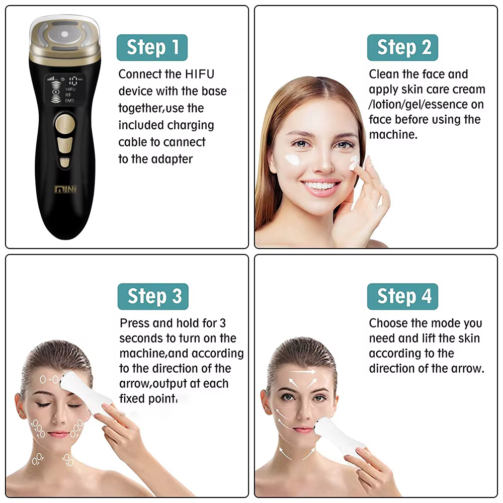 2.0 Mini HIFU Machine soins de la peau du visage EMS microcourant pour le raffermissement