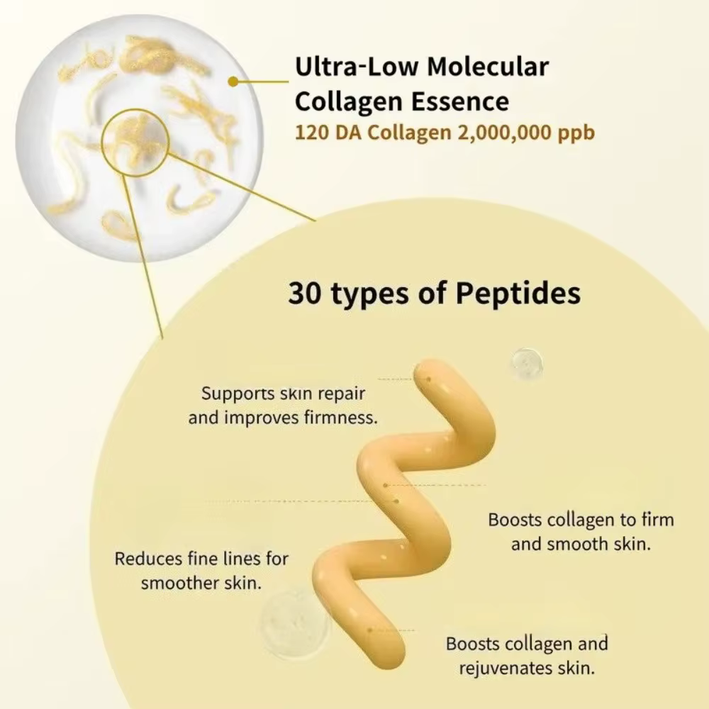 Ampoule peptidique de collagène profond de 40 ml - Sérum visage hydratant éclaircissant anti-rides avec acide hyaluronique
