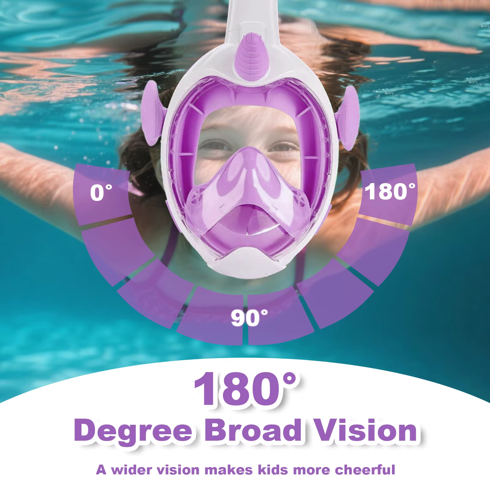 Masque de natation pour enfants, licorne, plongée sous-marine, visage complet, tuyau respiratoire unique, sûr, étanche, Anti-buée, confortable