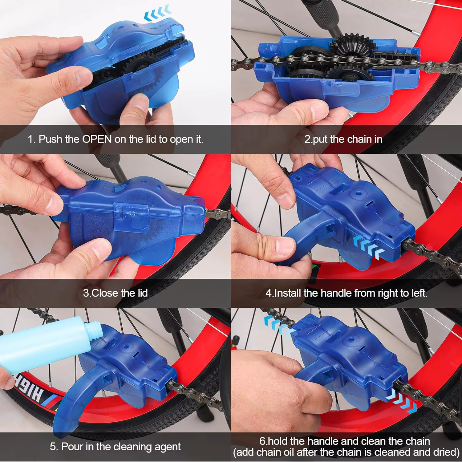 Kit de nettoyage de vélo portable, brosse de nettoyage de chaîne, kits de nettoyage pour moto, VTT, vélo de route, vélo de ville, BMX et vélo pliant