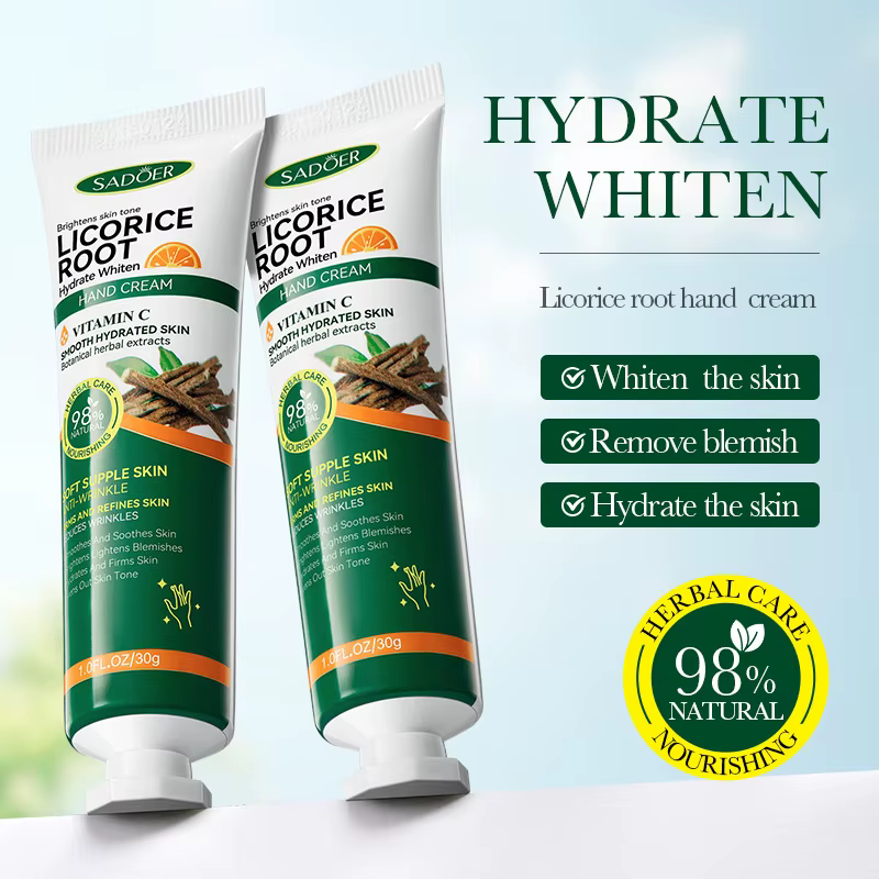 1/2 pièces SADOER vitamine C réglisse crème pour les mains hydratant nourrissant éclaircissant