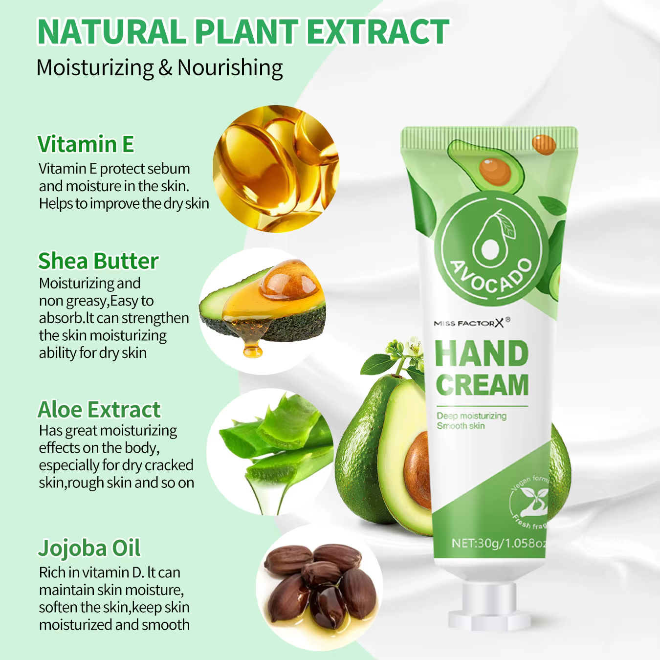 Crème pour les mains à l'essence de fruits et de plantes