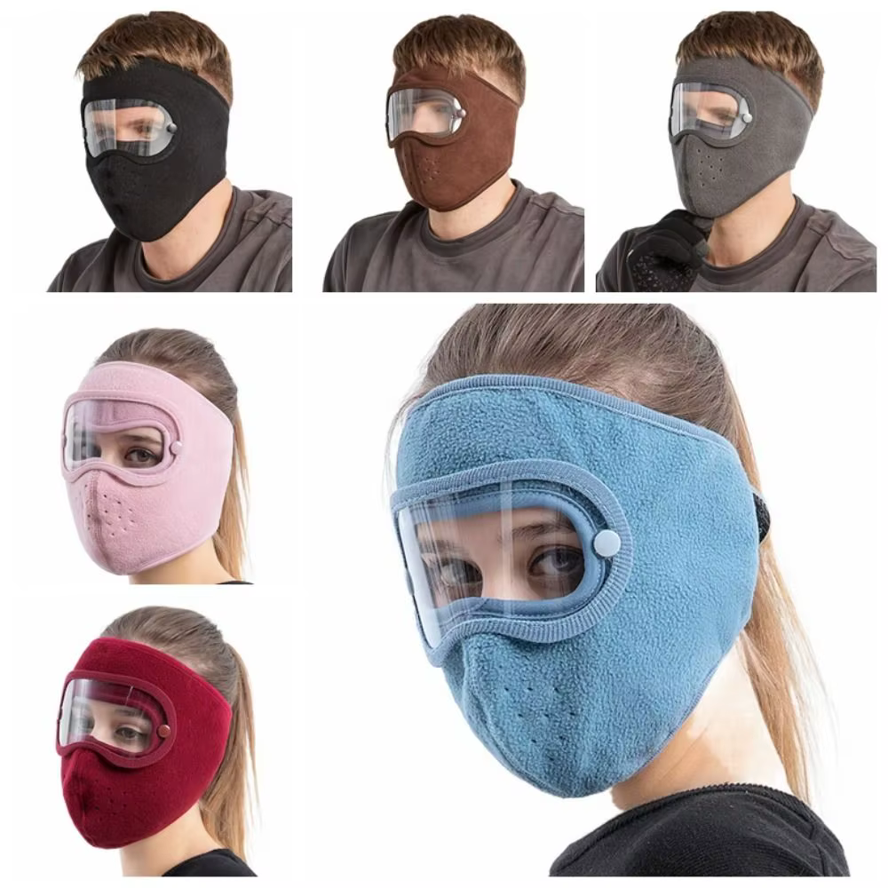 Masques de Ski en polaire simples, coupe-vent, thermique, en laine, Protection des lentilles Anti-buée, chauffe-oreilles, masque d'hiver pour course à pied