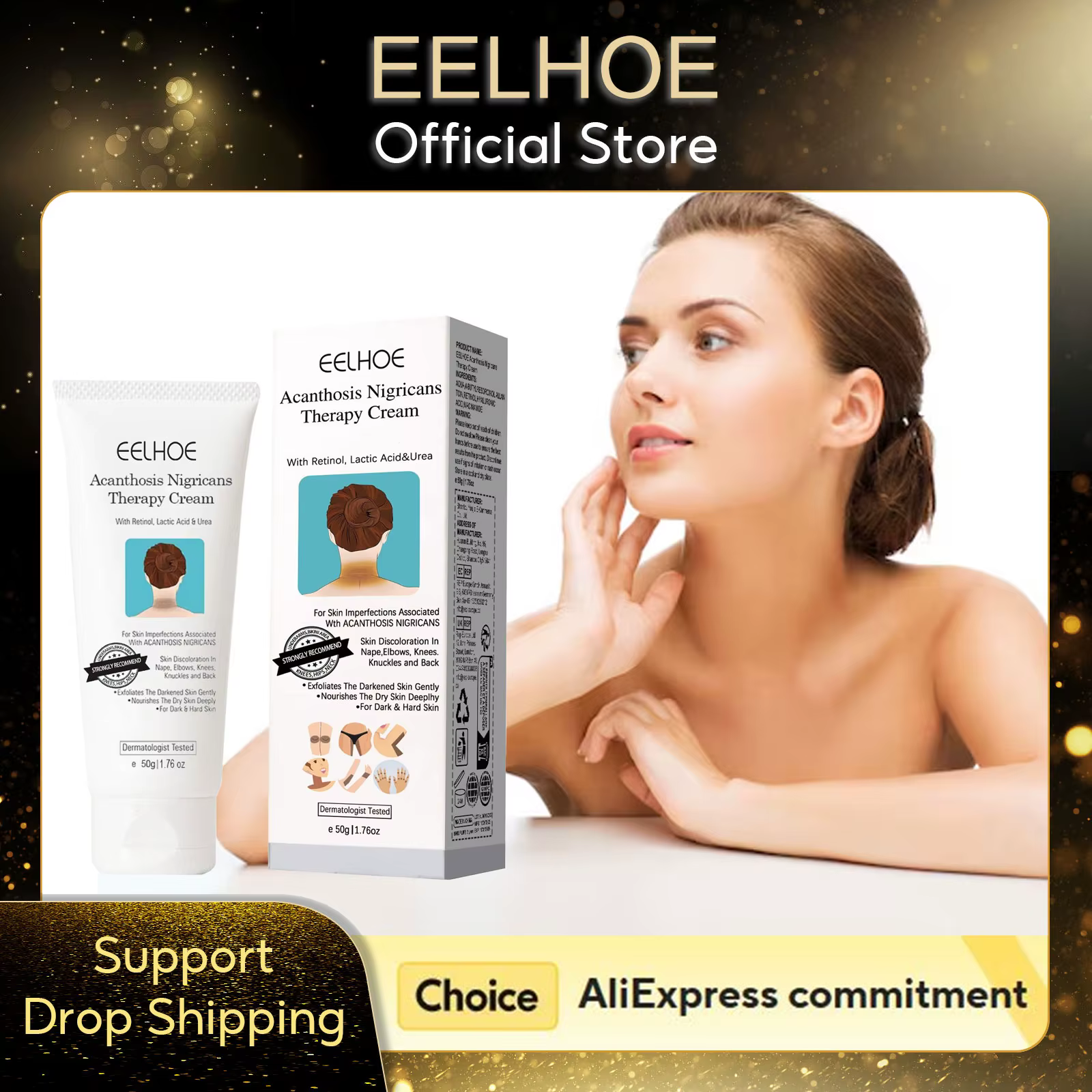 EELHOE acanthose Nigricans thérapie crème cou bras genou articulation aisselles éclaircissant produits de soins du corps