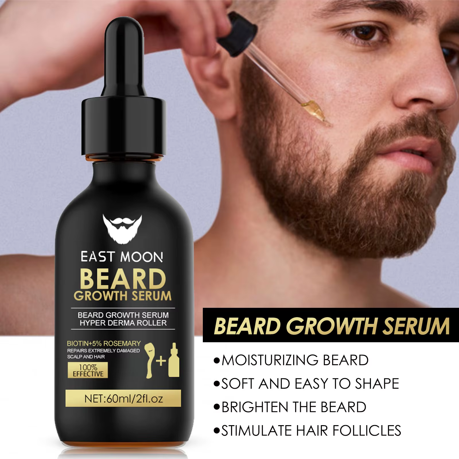 Kit de sérum pour la croissance de la barbe avec dermaroller 0