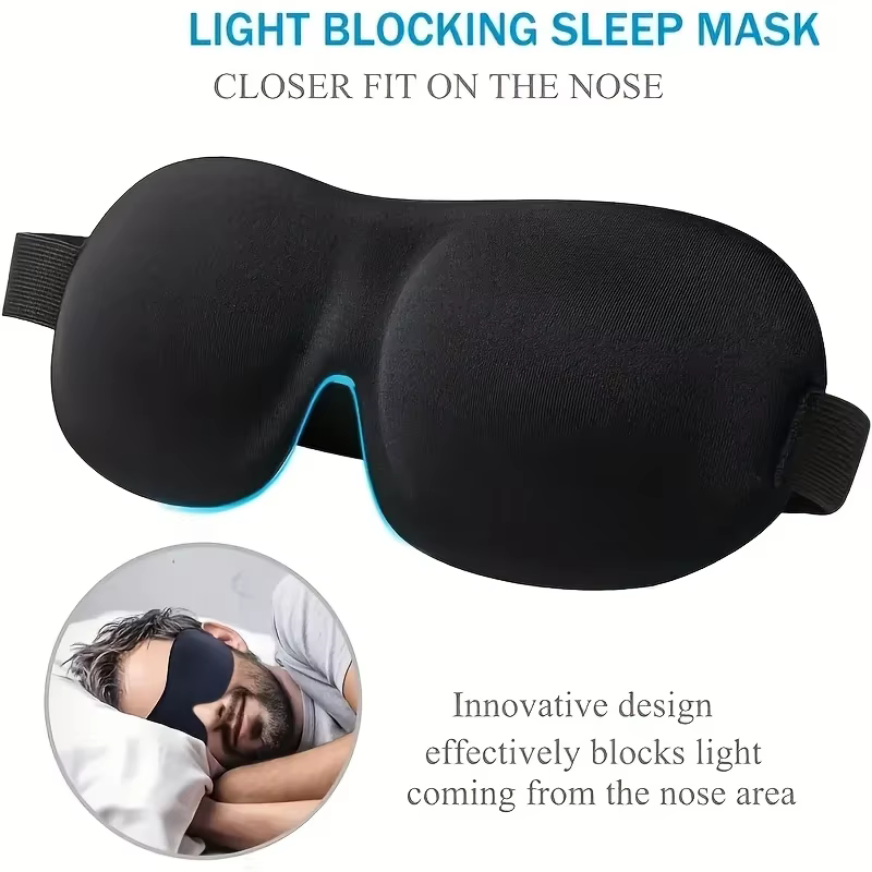 Masque de sommeil ergonomique ultra-doux pour une occultation totale de la lumière – Sangle réglable, respirant et léger