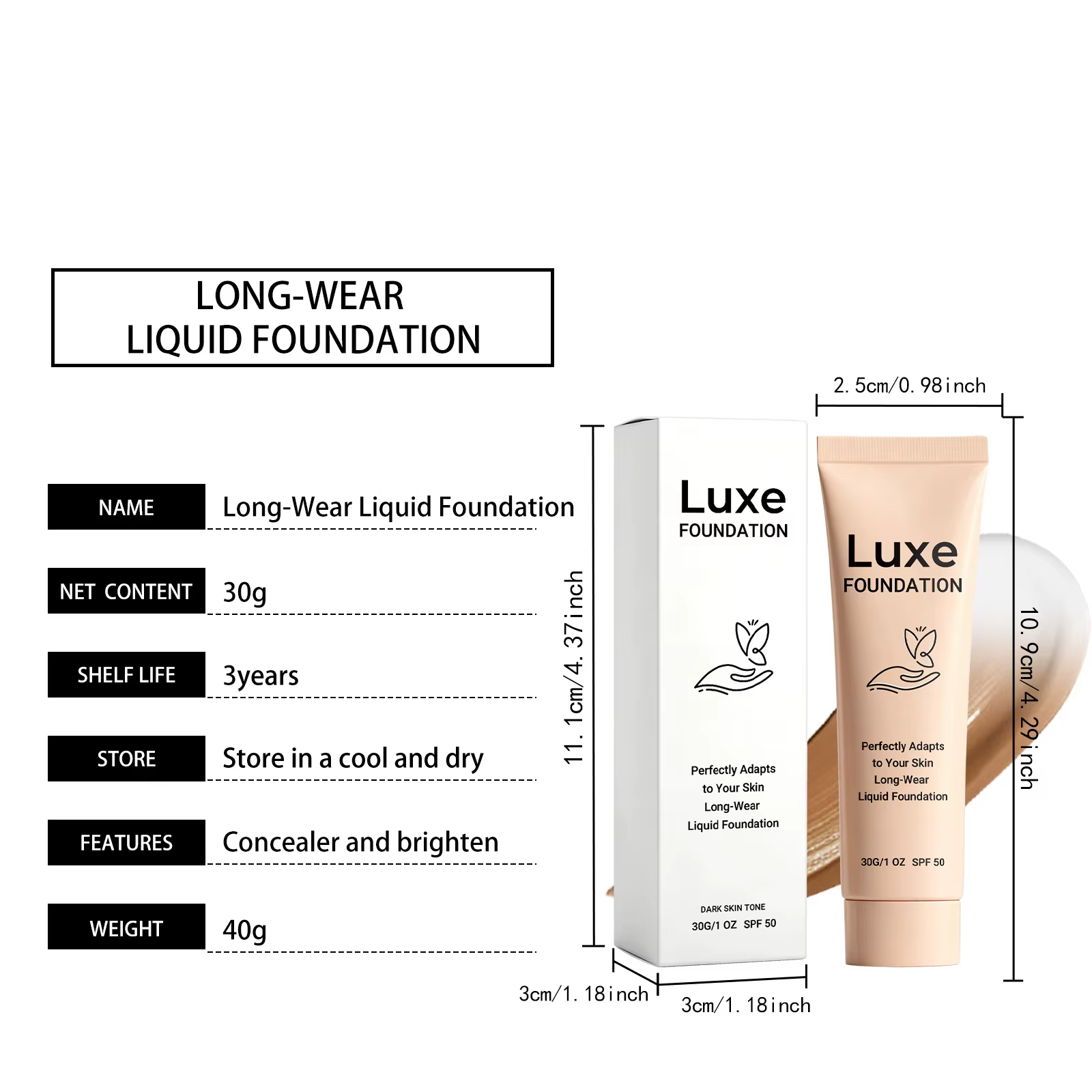 Fond de teint SPF 50 changeant de couleur