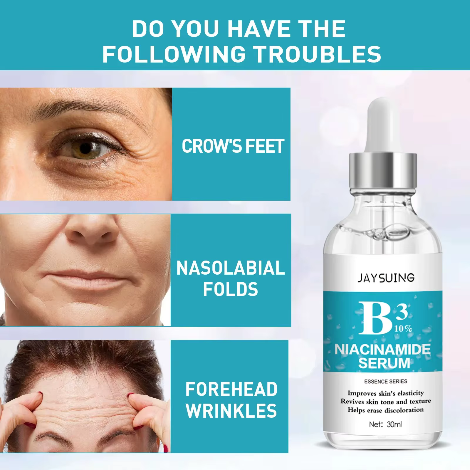Nicotinamide Anti-rides sérum collagène Lifting raffermissant ridules réparation visage Essence lisse soin de la peau