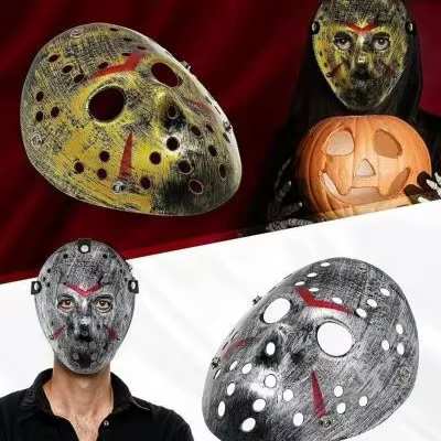 Masque de hockey d'horreur Jason Voorhees de 24 cm pour Halloween, masque effrayant pour adultes, idéal pour les fêtes d'Halloween et le cosplay.