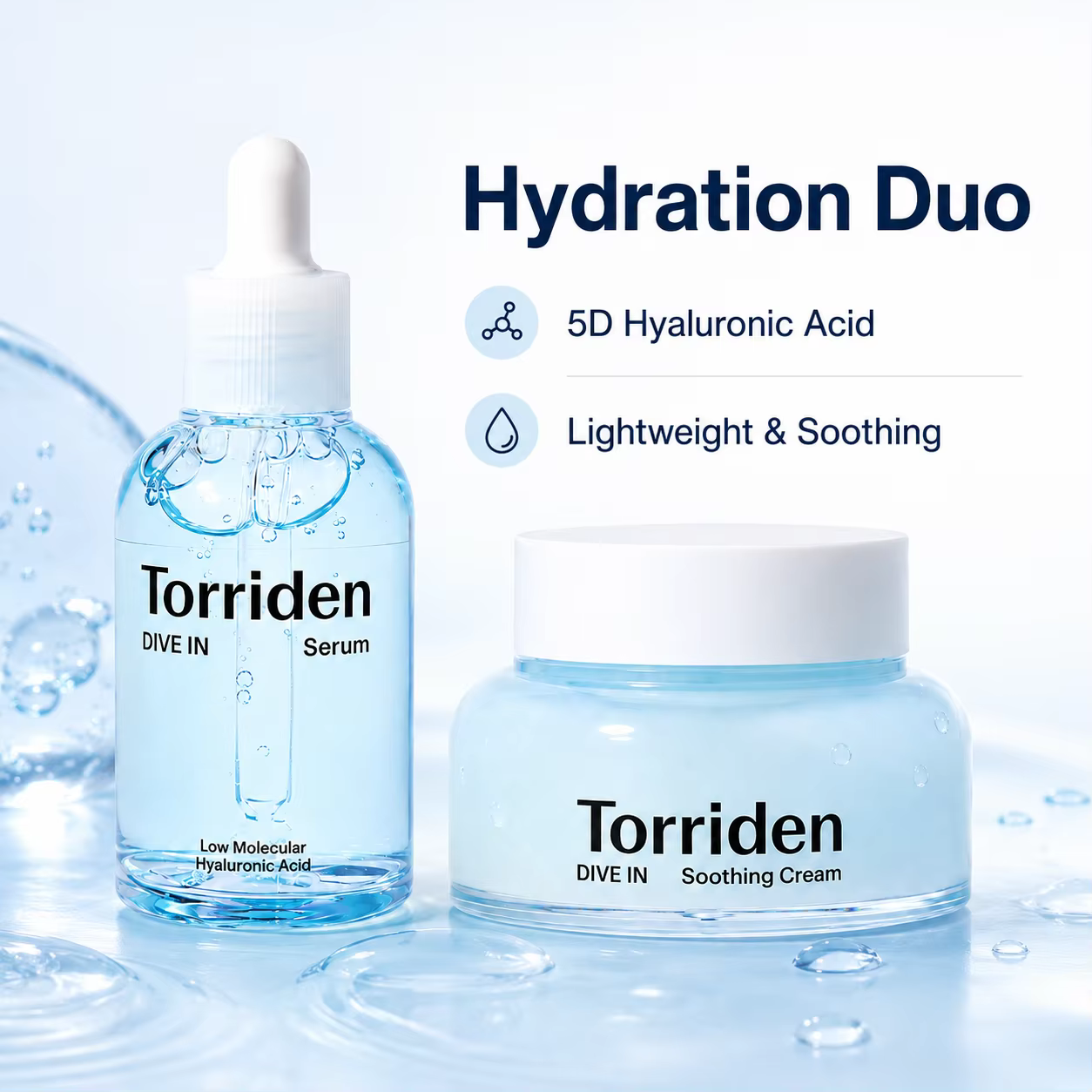 Offrez à votre peau une hydratation ultime avec le coffret sérum et crème apaisante Torriden DIVE-IN