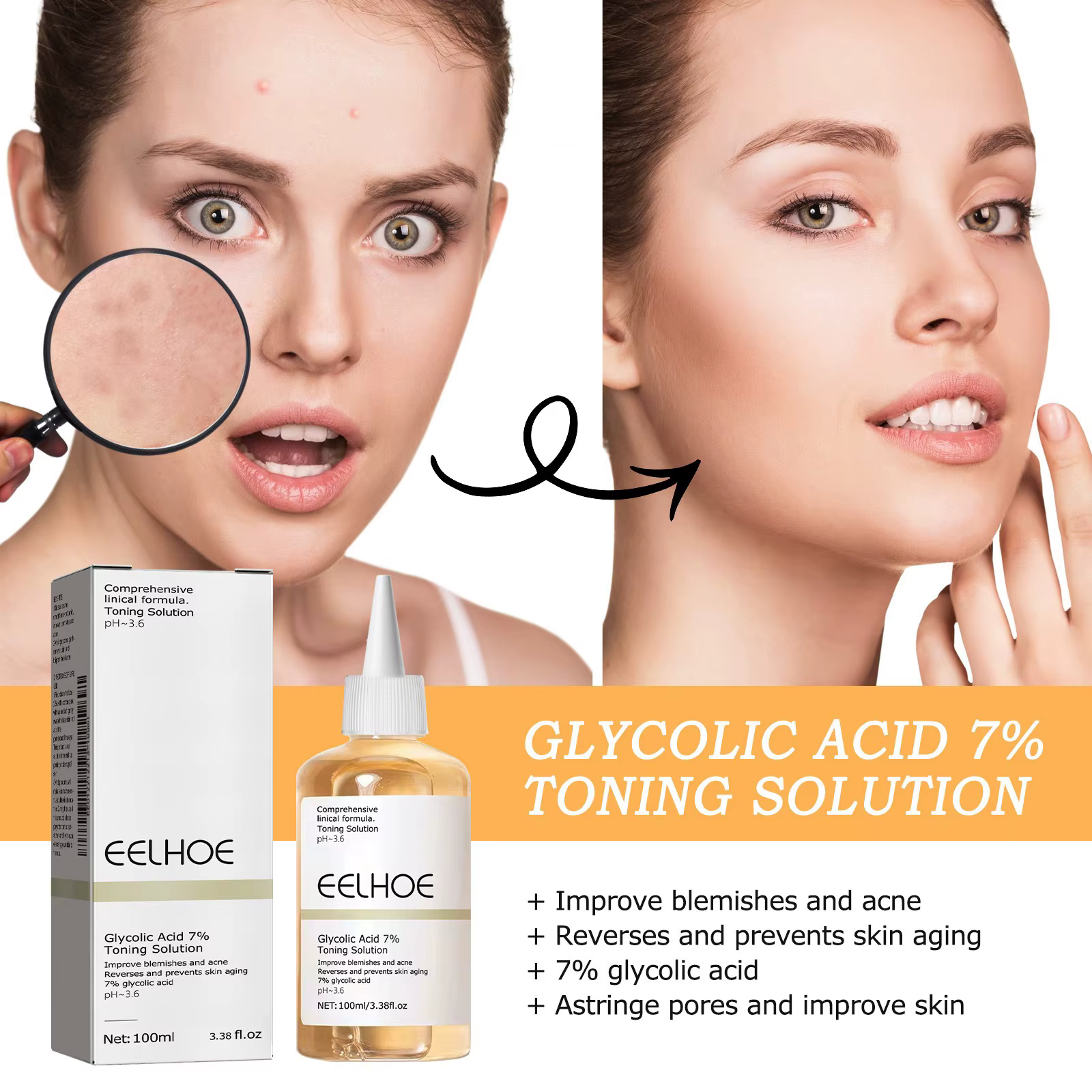 Solution tonifiante à l'acide glycolique 7%